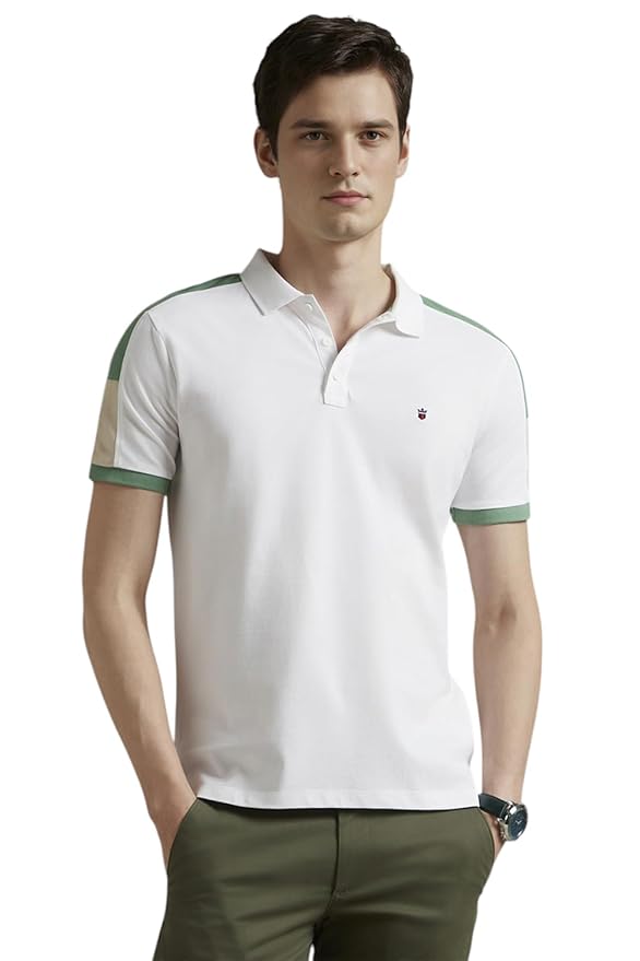 Louis Philippe Men's Cotton Slim Fit Polo T-Shirt with Fastness