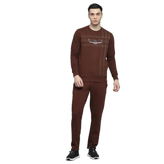 Monte Carlo Mens Printed Brown Round Neck Full Sleeve Tracksuit
