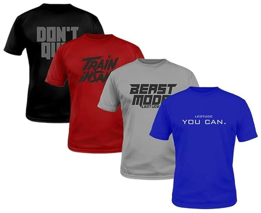 LEOTUDE Regular Fit Half Sleeve Round Neck Cottonblend Tshirt for Men's Combo