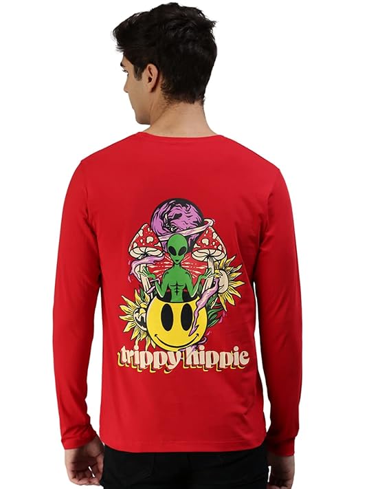 Veirdo® Pure Cotton Full Sleeves Round Neck Cool & Stylish Graphic Printed T-Shirt for Men & Boys