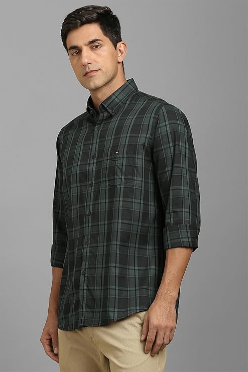 Louis Philippe Men's Checkered Slim Fit Shirt