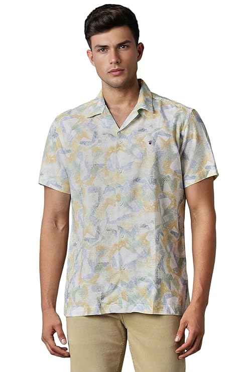 Louis Philippe Men's Slim Fit Printed 100% Cotton Casual Shirt