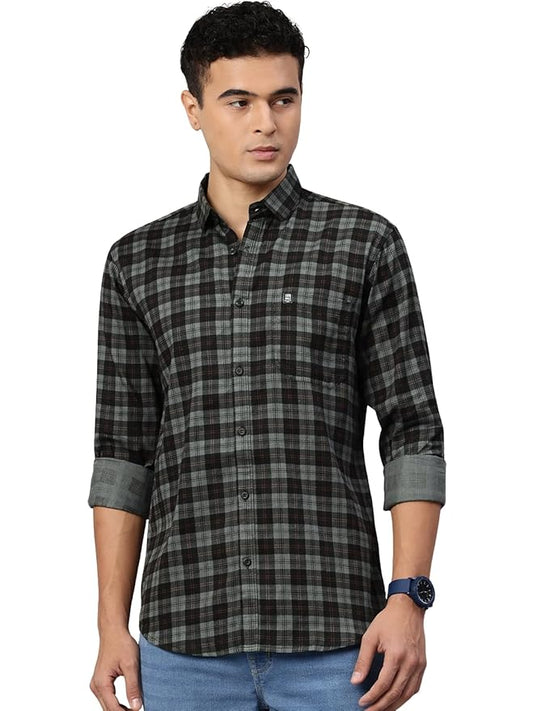 Majestic Man Men Small Checkered Slim Fit Cotton Casual Shirt
