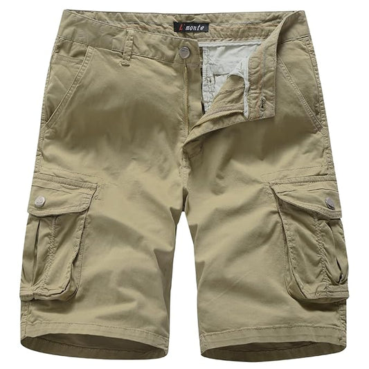 L'MONTE Men's Imported Cotton Casual Daily Outwear Cargo Shorts with Multi Pockets