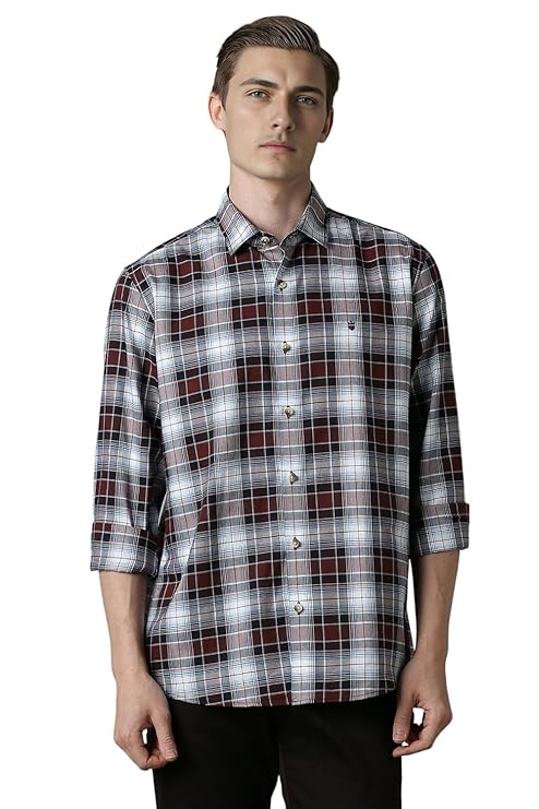 Louis Philippe Men's Checkered Slim Fit Shirt