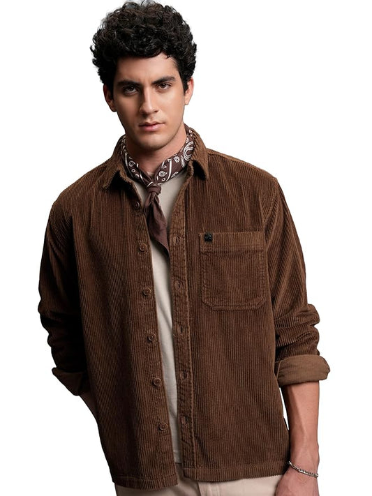 Locomotive Men's Solid Relaxed Fit Shirt