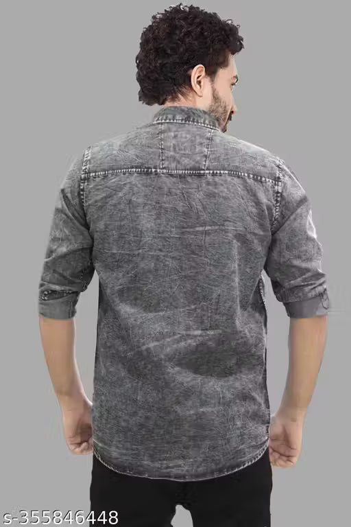 Lucington Grey Denim Shirt for Men