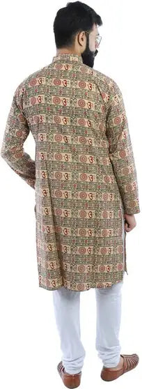 Men Printed Kurta (Beige)