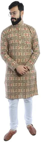 Men Printed Kurta (Beige)