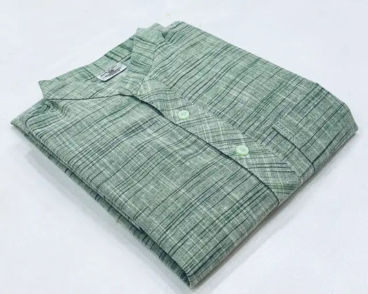 Men Self Design Kurta (Green)