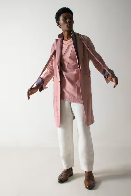 Jatin Malik  Ivory Cotton, Linen Solid Trouser