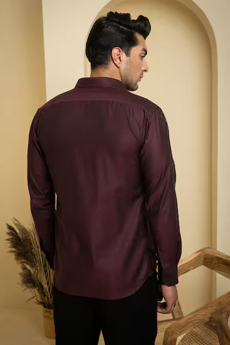 Hilo Design  Maroon Gabardine Embroidery Daze Placement Shirt