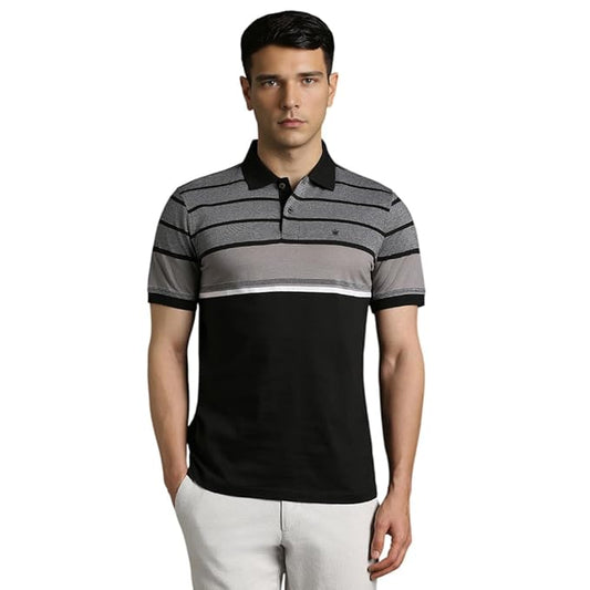 Louis Philippe Mens Cotton Regular Fit Solid Polo T-Shirt