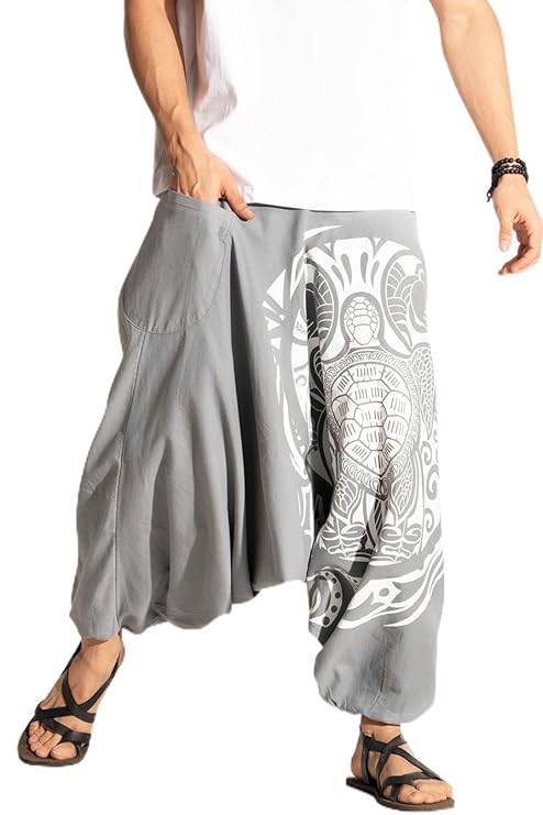 The Veshti Company Printed Harem Pants for Men's Cotton Hippie Style Baggy Boho Yoga Pajama Pant with Pocket