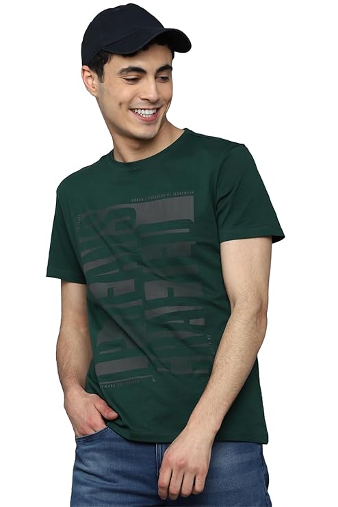 Louis Philippe Men's Cotton Graphic Slim Fit T-Shirt