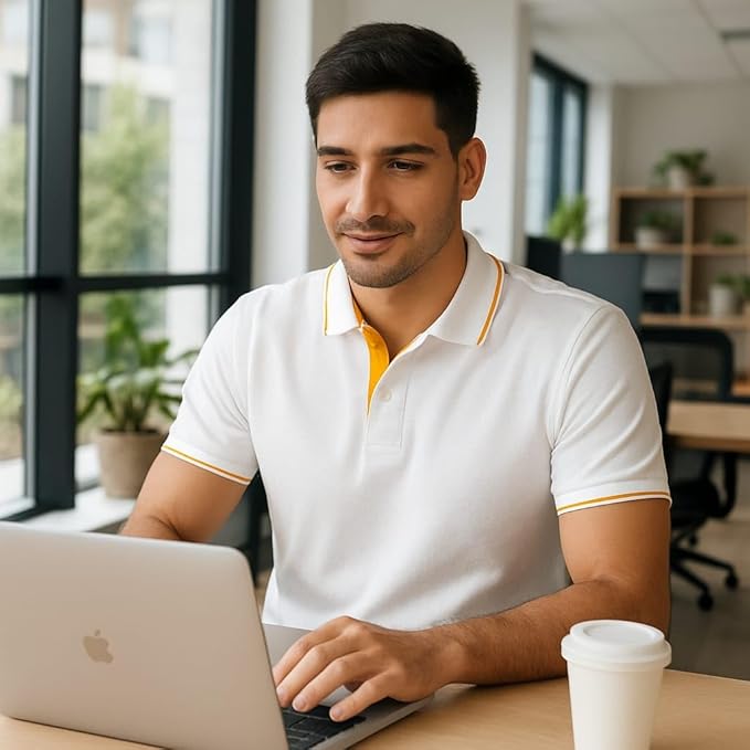 Indo Scott Men’s Cotton Polo T-Shirt | Soft & Breathable Fabric | Regular Fit Solid Casual T-Shirt for Regular Use, Office, Travel & Sports