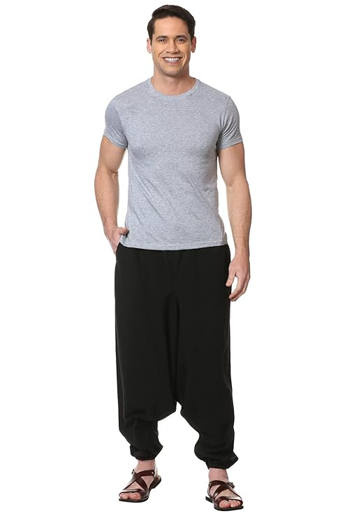 Aatman One Size Men's Eco-Friendly Cotton Harem Pants | Fits Waist Size 28 to 36 Inches