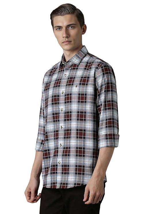 Louis Philippe Men's Checkered Slim Fit Shirt