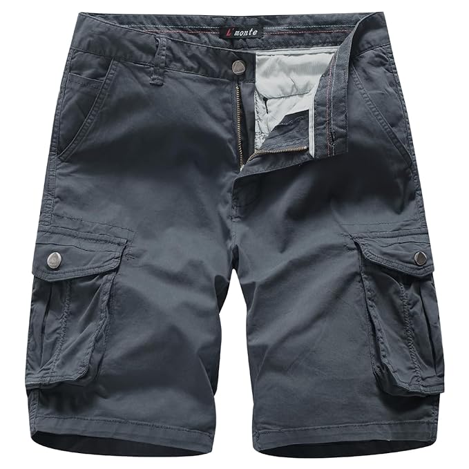 L'MONTE Men's Imported Cotton Casual Daily Outwear Cargo Shorts with Multi Pockets