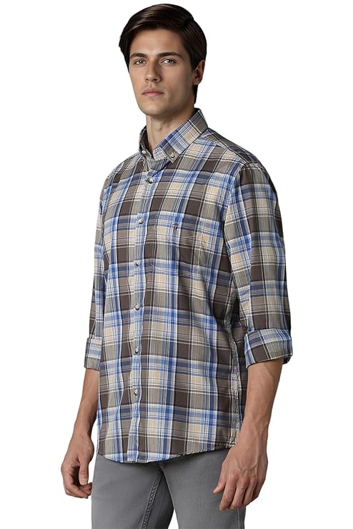 Louis Philippe Men's Checkered Slim Fit Shirt