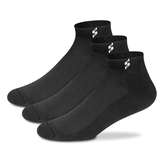 Supersox Cotton Men's 3 Pair Combo Sports Ankle Length Socks - Half Terry Cushioned, Anti Odour & Anti Bacterial For Sneaker & Running Workout, Ideal Socks For Summer (Pack Of 3)