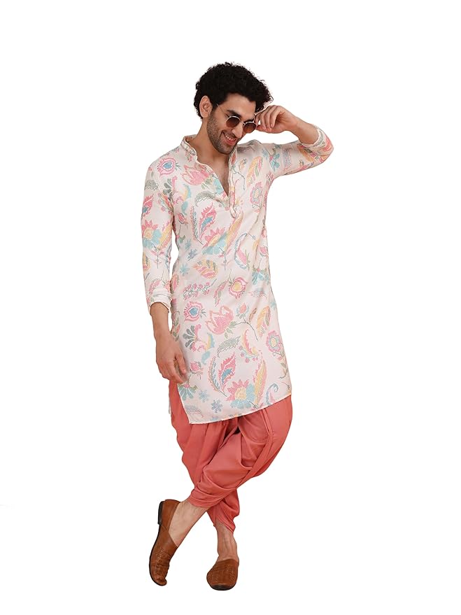 KISAH Men's Cotton Blend Ethnic Kurta Set
