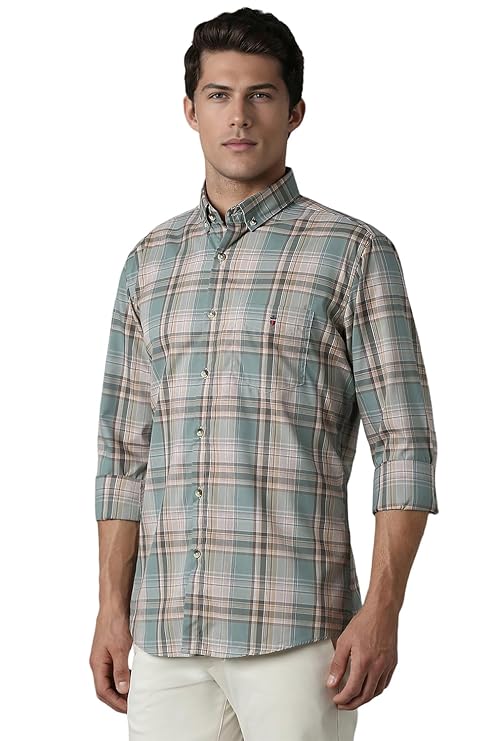 Louis Philippe Men's Checkered Slim Fit Shirt