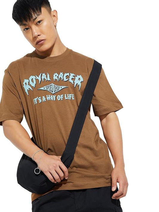 Max Men's Letter Print Regular Fit T-Shirt
