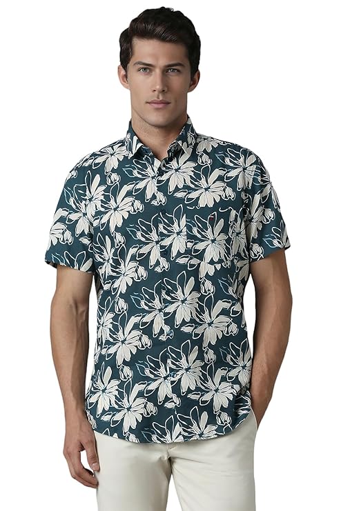 Louis Philippe Men's Cotton Floral Slim Fit Shirt