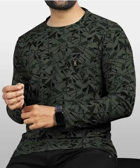 Printed Men Dark Green T-Shirt