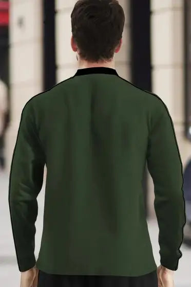 Printed Men Dark Green, Black T-Shirt